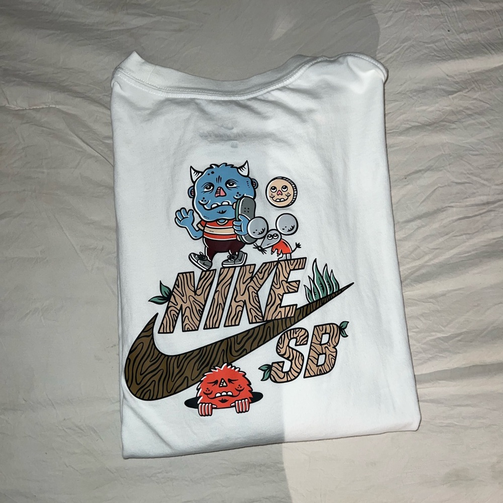 Nike SB White Tee with Cartoon Graphic